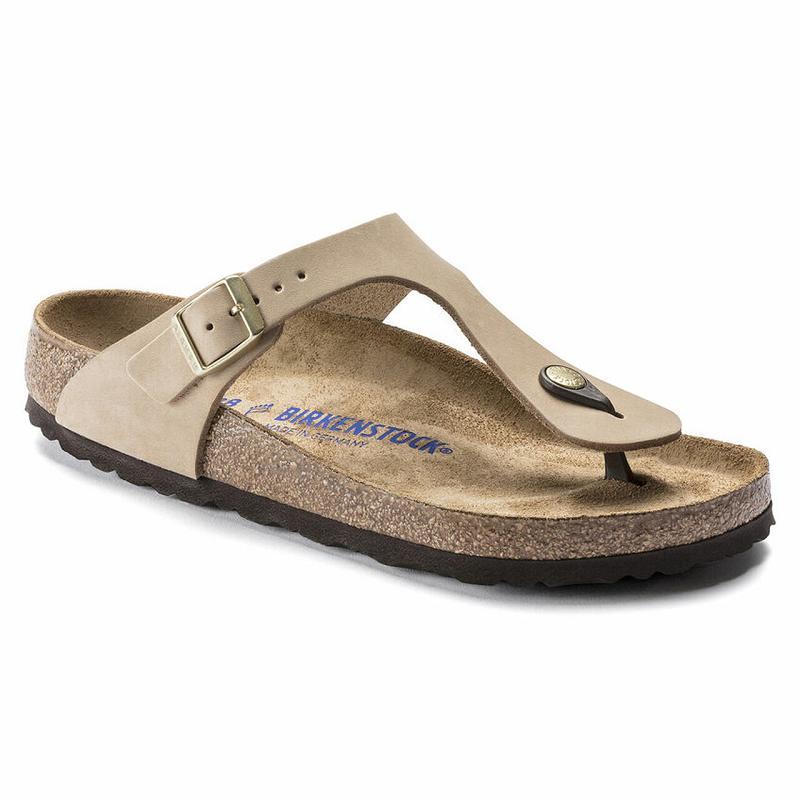 Birkenstock Nubuck Læder Gizeh Dame Brune | DK 438JPQ